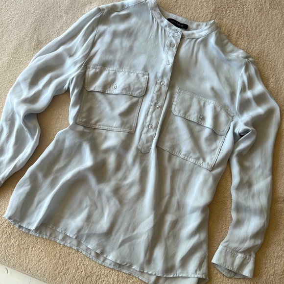 Judith & Charles 100% Silk Pale Blue Utility Blouse 10 - Picture 3 of 11